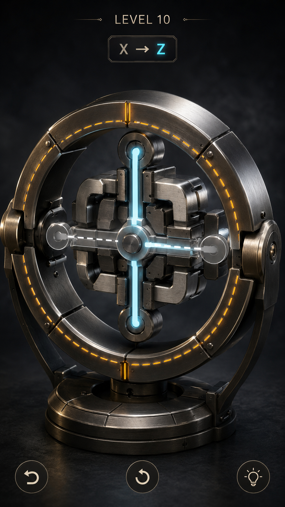 03 — amber ring rotation and cyan path transition